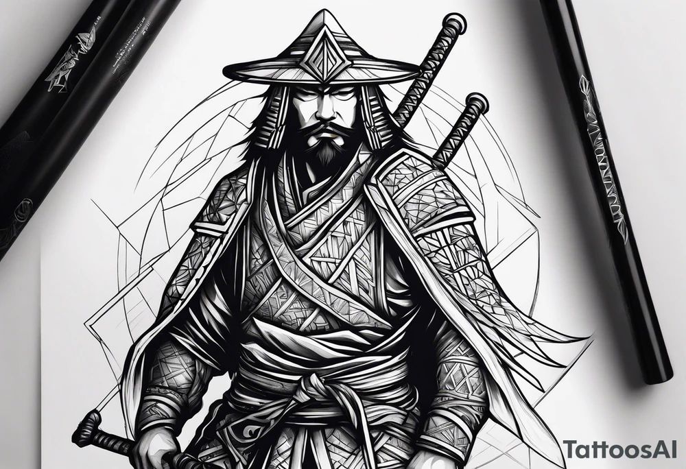Montagne avec samouraï tattoo idea