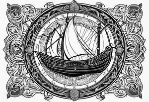 Viking longship, norse compass, Yggdrasil tattoo idea