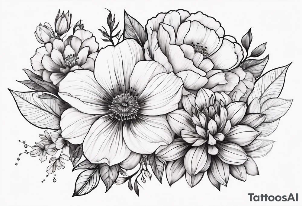 Floral with flowers biceps tattoo idea