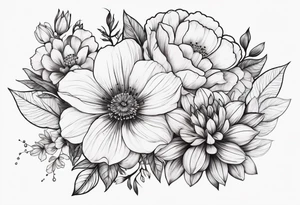 Floral with flowers biceps tattoo idea