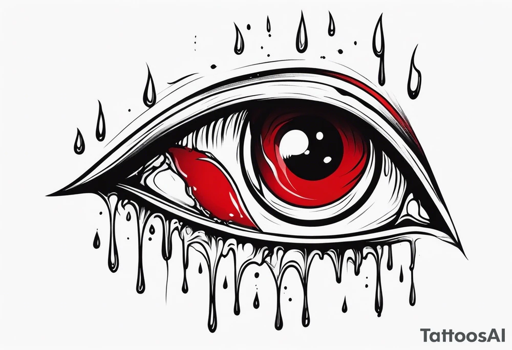 Bleeding red  eye tears flow tattoo idea