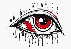 Bleeding red  eye tears flow tattoo idea