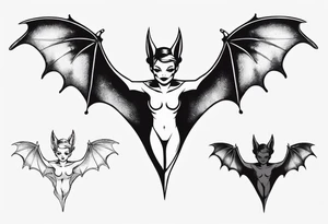 Bat with a fairy on top of its body tattoo idea
