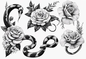 Snake wrapping around flowers tattoo idea