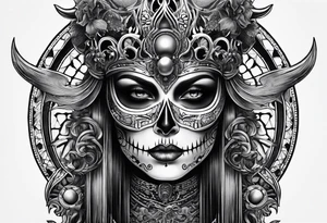 Mujer demonio calavera tattoo idea