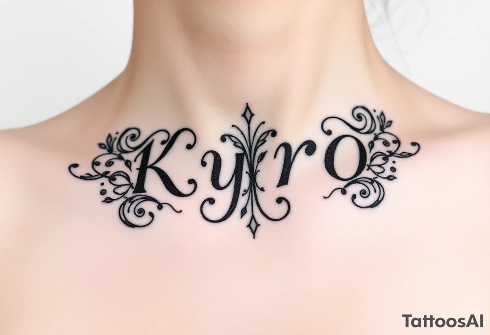 the name Kyro with designs around tattoo idea
