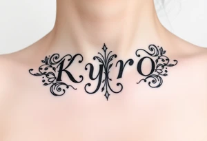 the name Kyro with designs around tattoo idea