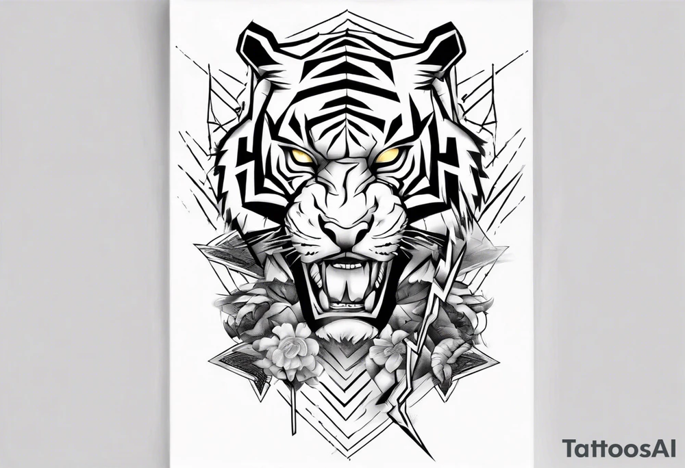 tiger warrior with lightning and the sun for a forearm sleeve tattoo idea tiger warrior with lightning and the sun for a forearm sleeve tattoo idea