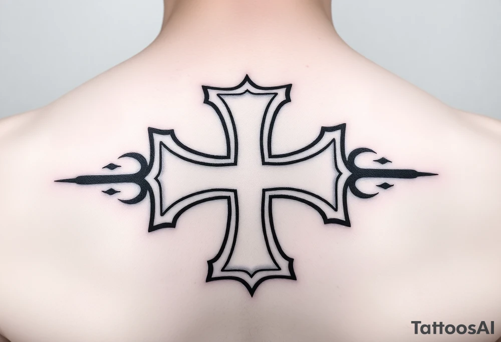 Maltese cross minimalist black-and-gray with subtle shading, giving it a clean and modern aesthetic tattoo idea