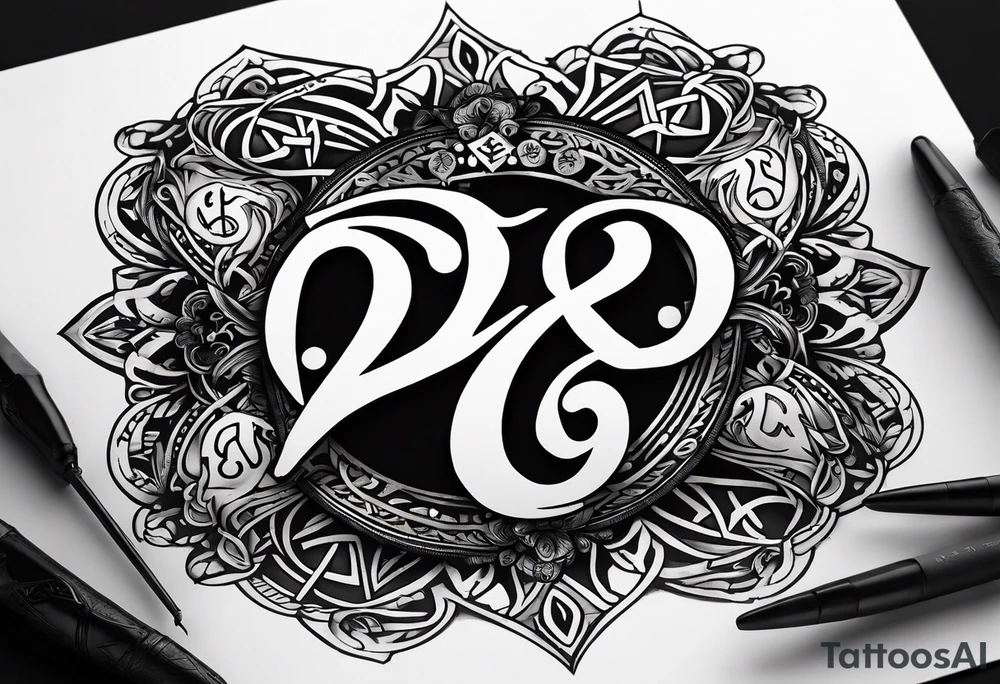 A card with 4 numbers (23, 16, 26 and 2) and with dagaz and fehu runes tattoo idea