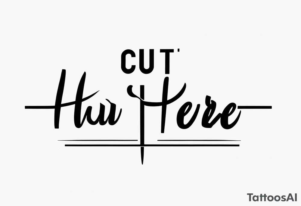 "Cut here" lettering tattoo design tattoo idea