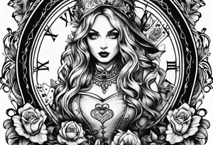 Gothic Alice in wonderland tattoo idea