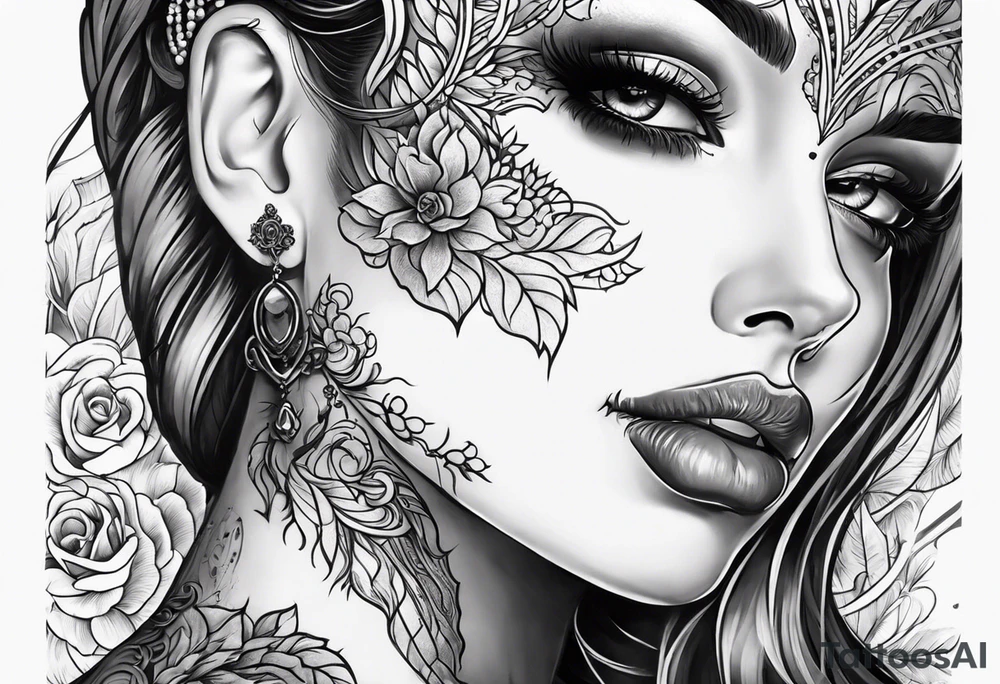 female skull tattoo idea