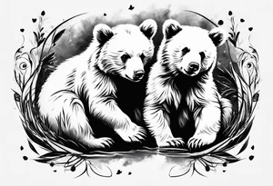 2 bear cubs playful tattoo idea