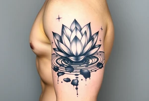 serene lotus flower emerging from sacred waters with ripples tattoo idea
