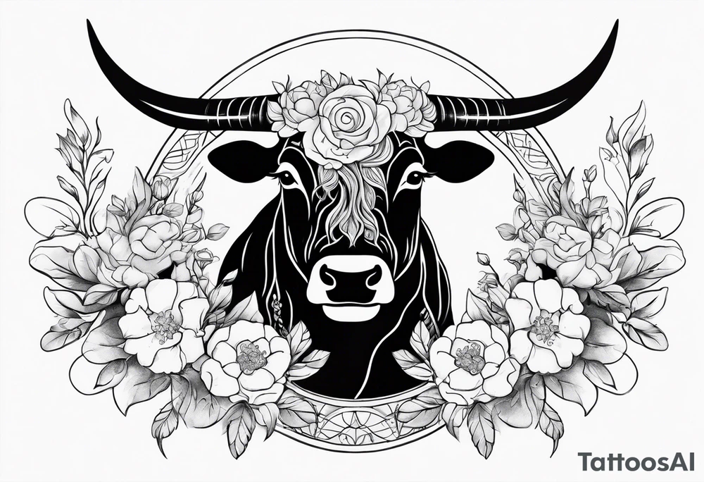 Taurus with flowers tattoo idea