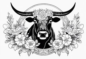 Taurus with flowers tattoo idea