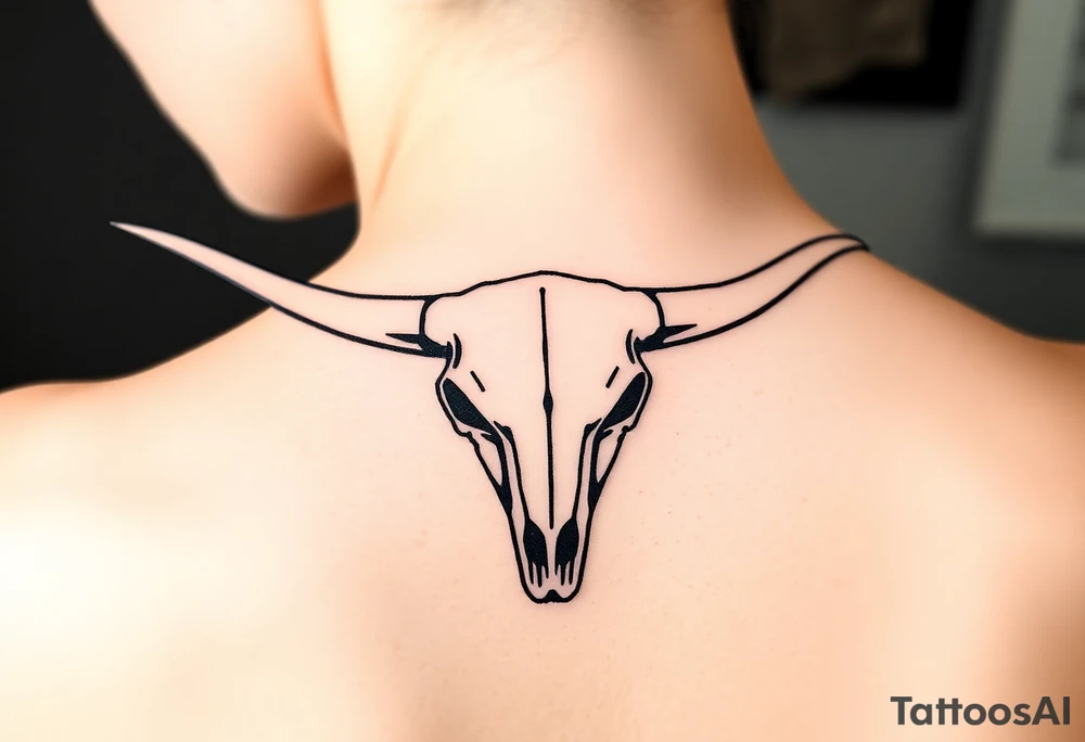 Longhorn skull with Texas flag shoulder tattoo idea