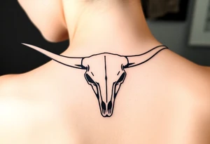 Longhorn skull with Texas flag shoulder tattoo idea
