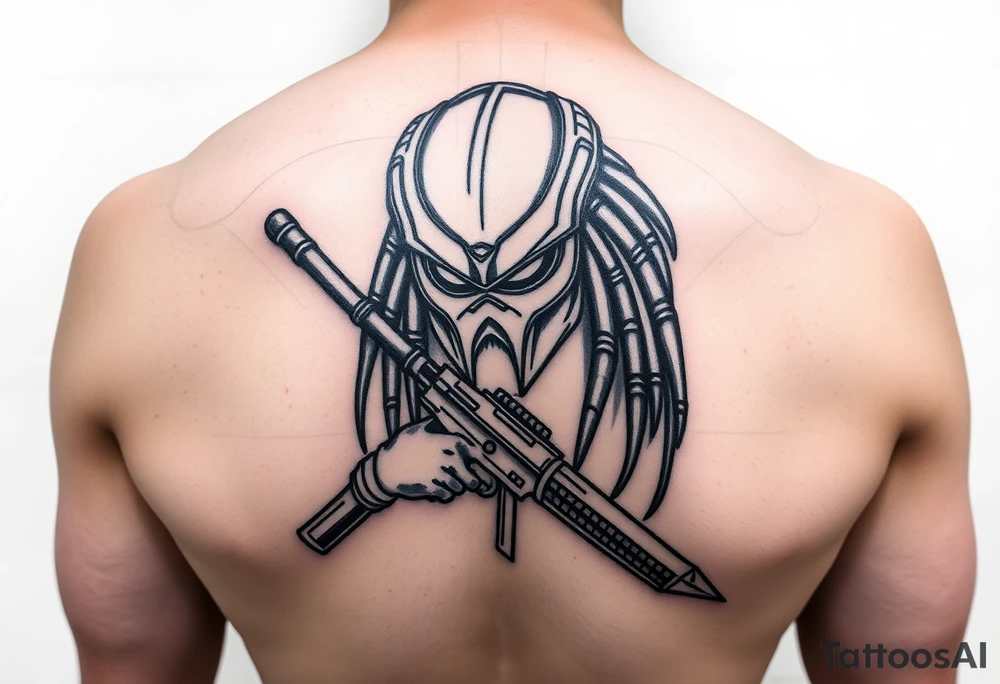 Predator with weapon tattoo idea