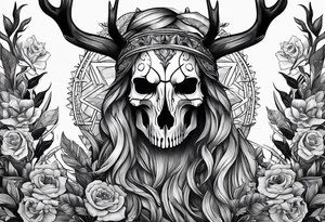 A human with a deer skull head tattoo idea