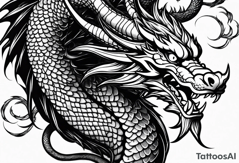 japanese dragon climbing tattoo idea