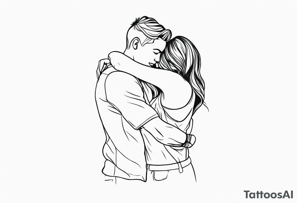 outline of people hugging tattoo idea