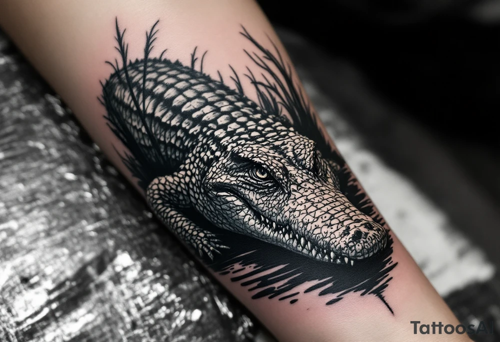 Sheriff alligator in the swamp tattoo idea