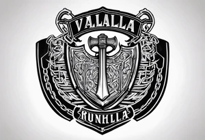 Valhalla round shield axe barbed wire chains tattoo idea