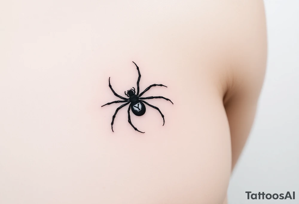 Black widow Spider crawling down sideways with the letter Y on the body of the spider tattoo idea