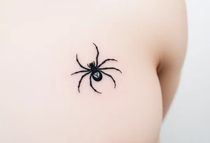 Black widow Spider crawling down sideways with the letter Y on the body of the spider tattoo idea