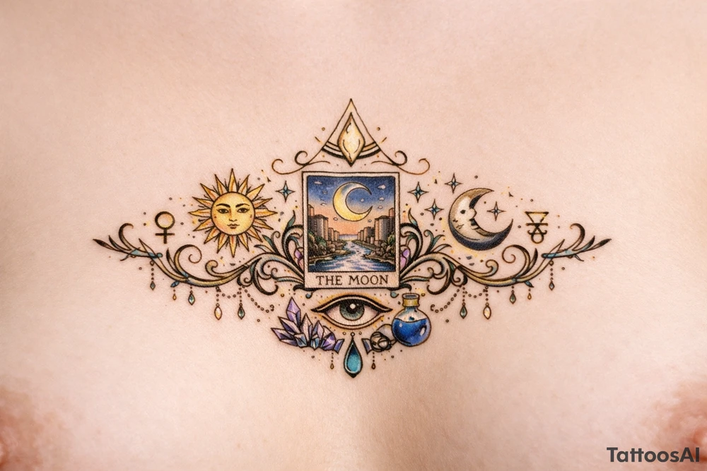 Esotericism and Mysticism under  breast tattoo tarot tattoo idea
