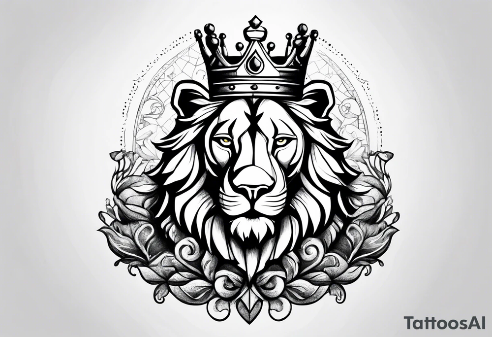 Chess king piece with lion on its crown tattoo idea