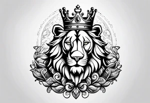 Chess king piece with lion on its crown tattoo idea