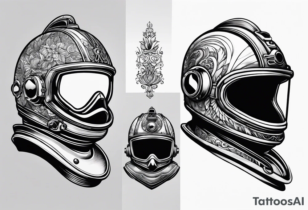 Scuba dive helmet tattoo idea