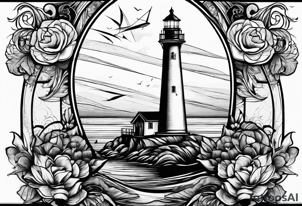 sailboat sail in the shape of a maritime lighthouse. tattoo idea