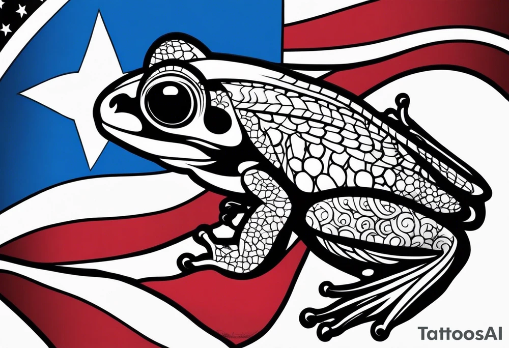 coqui wearing flag of puerto Rico. tattoo idea