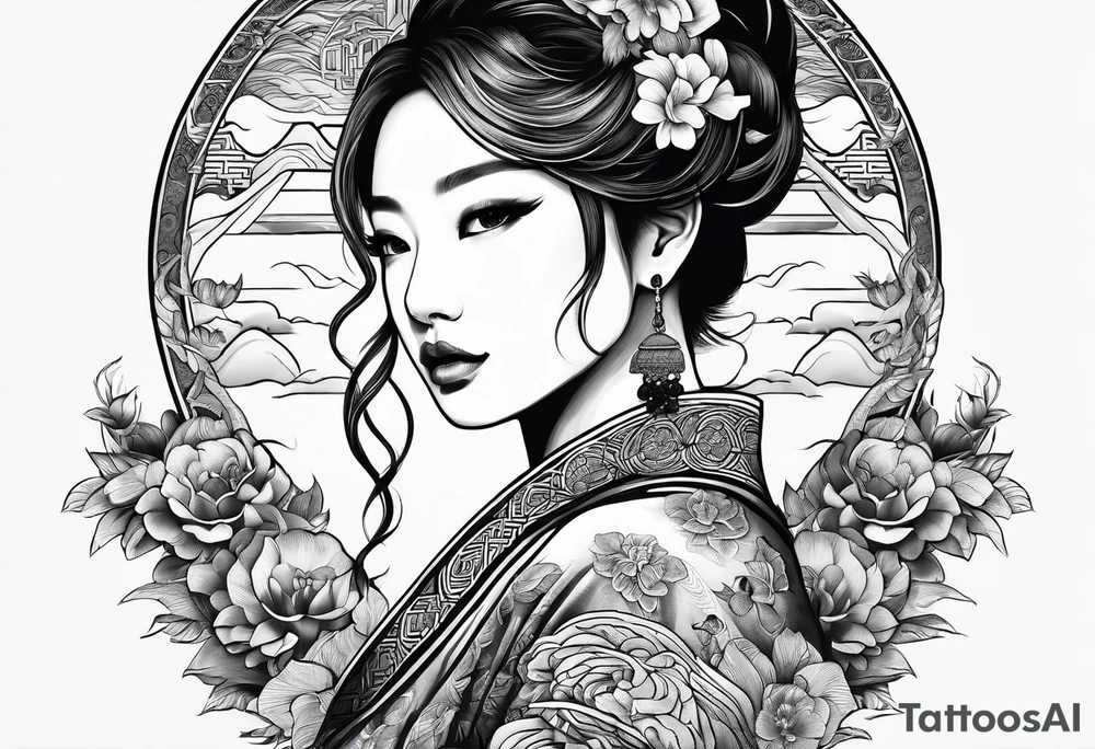 Chinese wall, realistic, art, tattoo idea