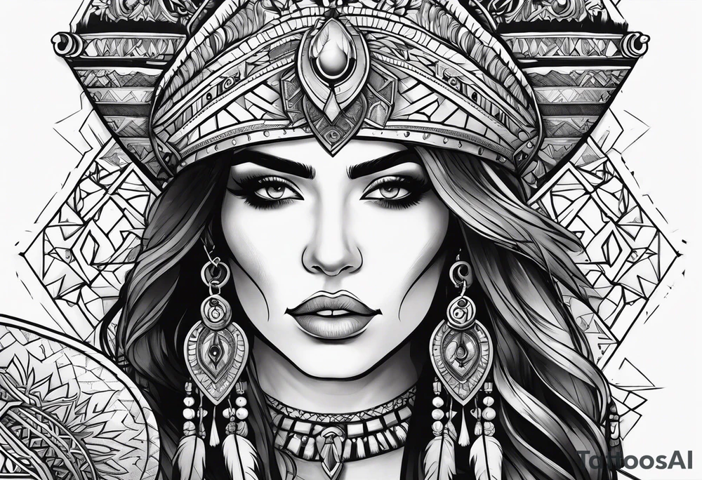 kali, valkrye, pirate, goddess, native american, looking right, wing tattoo idea