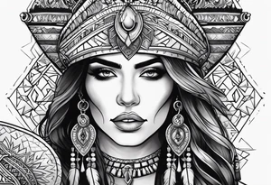 kali, valkrye, pirate, goddess, native american, looking right, wing tattoo idea