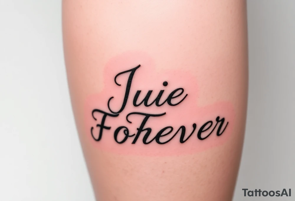 On bottom half of leg the words Julie Forever tattoo idea