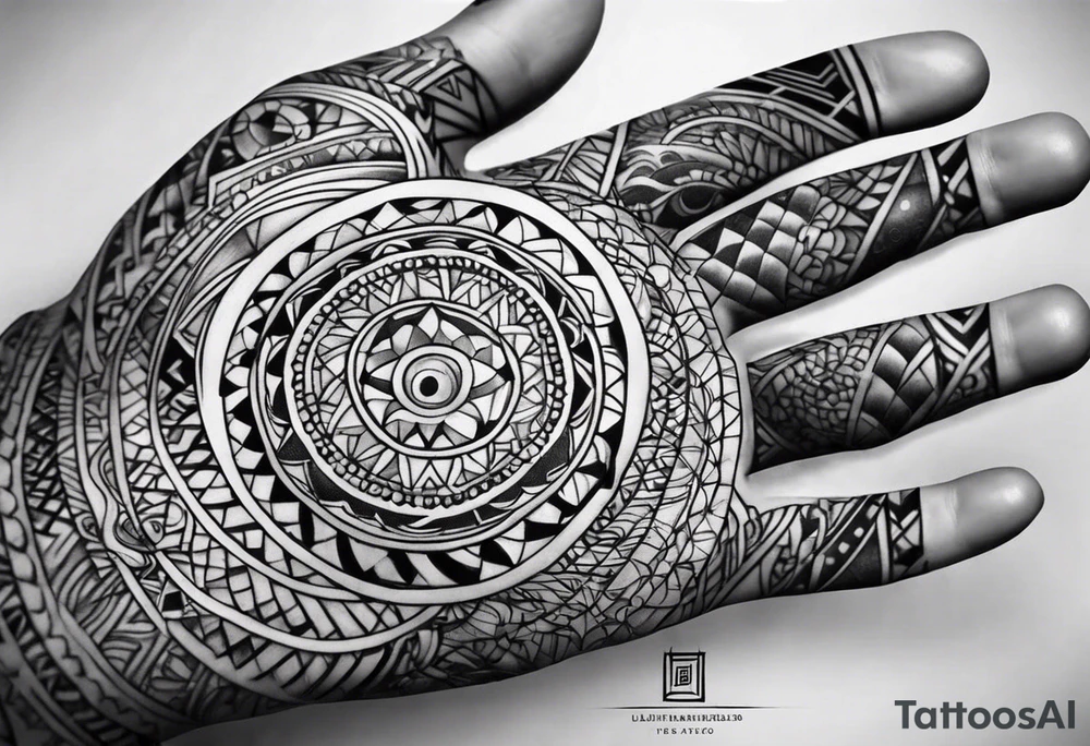 full sleeve with palm tattoo idea