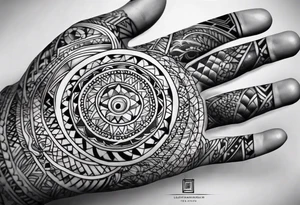 full sleeve with palm tattoo idea