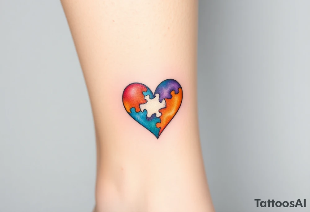 autism heart puzzle shape symbol tattoo idea