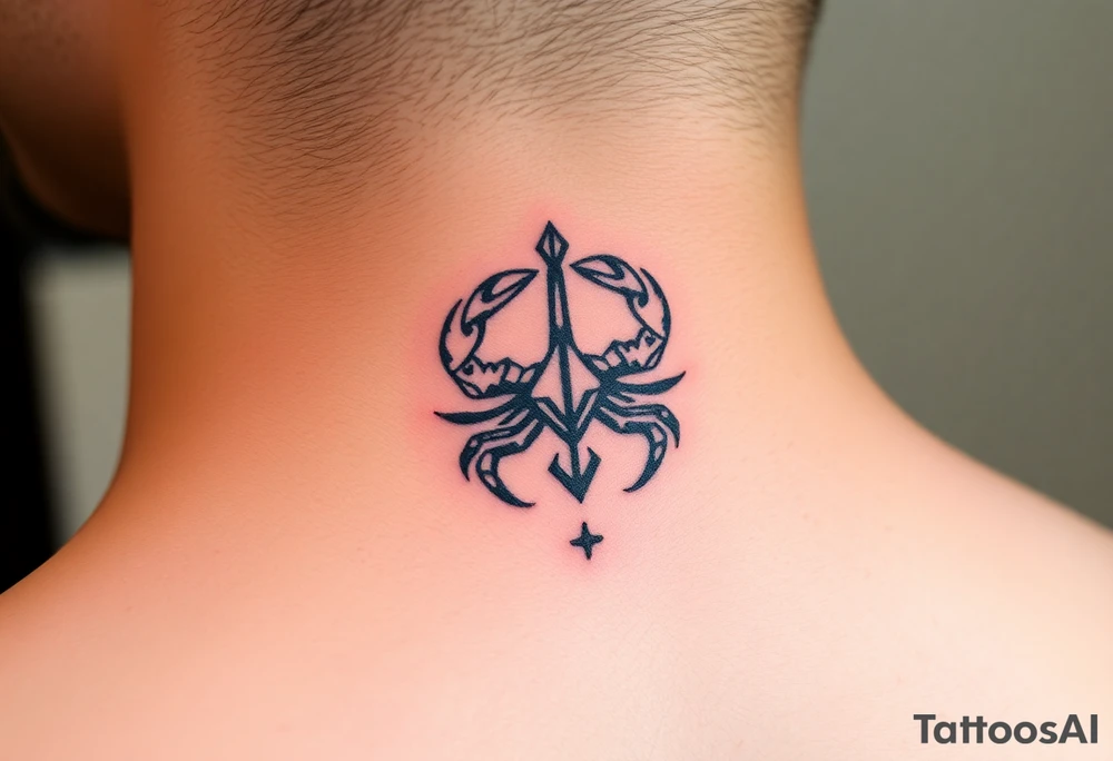 Sagittarius and cancer zodiac tattoo idea