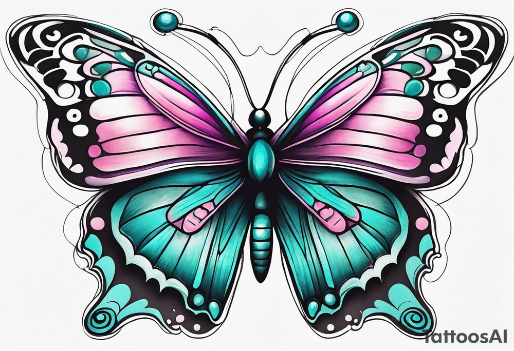 Purple Teal and Pink butterfly tattoo idea