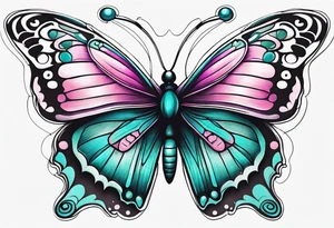 Purple Teal and Pink butterfly tattoo idea