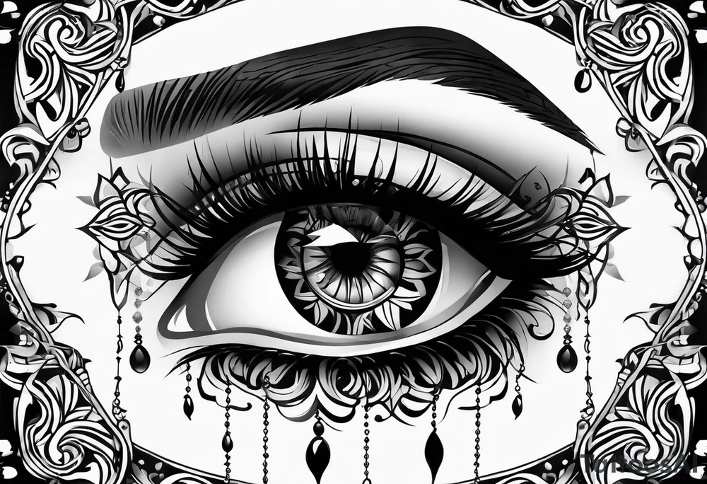 goth themed eye tattoo idea