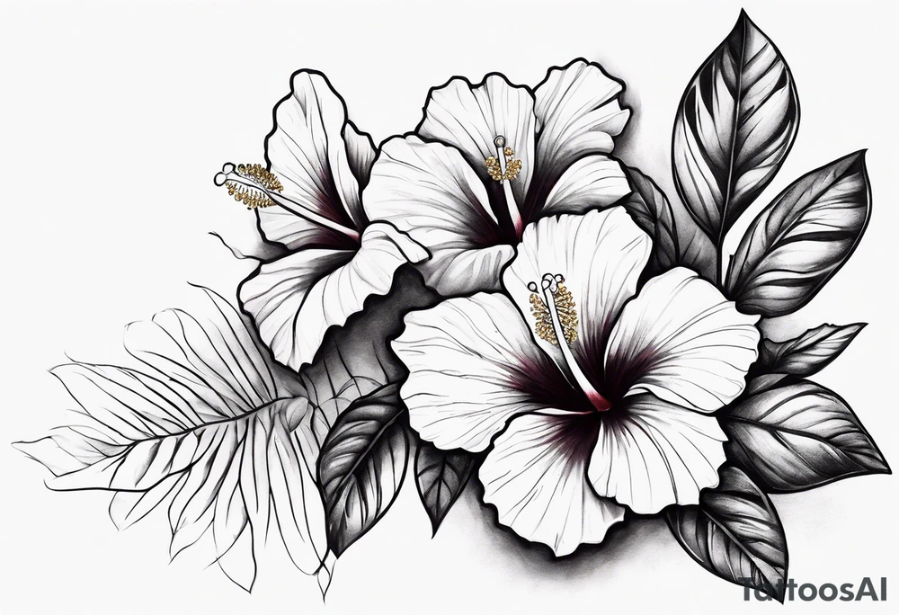 a hibiscus flower branch starting from wrist to shoulder, going around whole arm tattoo idea
