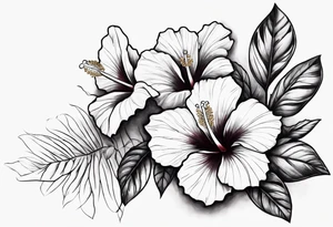 a hibiscus flower branch starting from wrist to shoulder, going around whole arm tattoo idea
